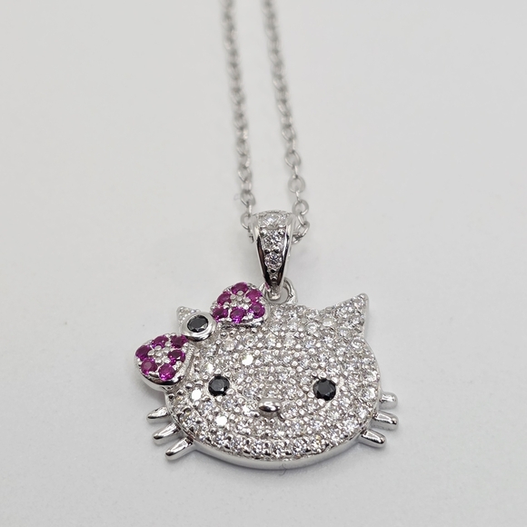 Hello Kitty MOISSANITE Silver Pendant Necklace - Picture 1 of 5